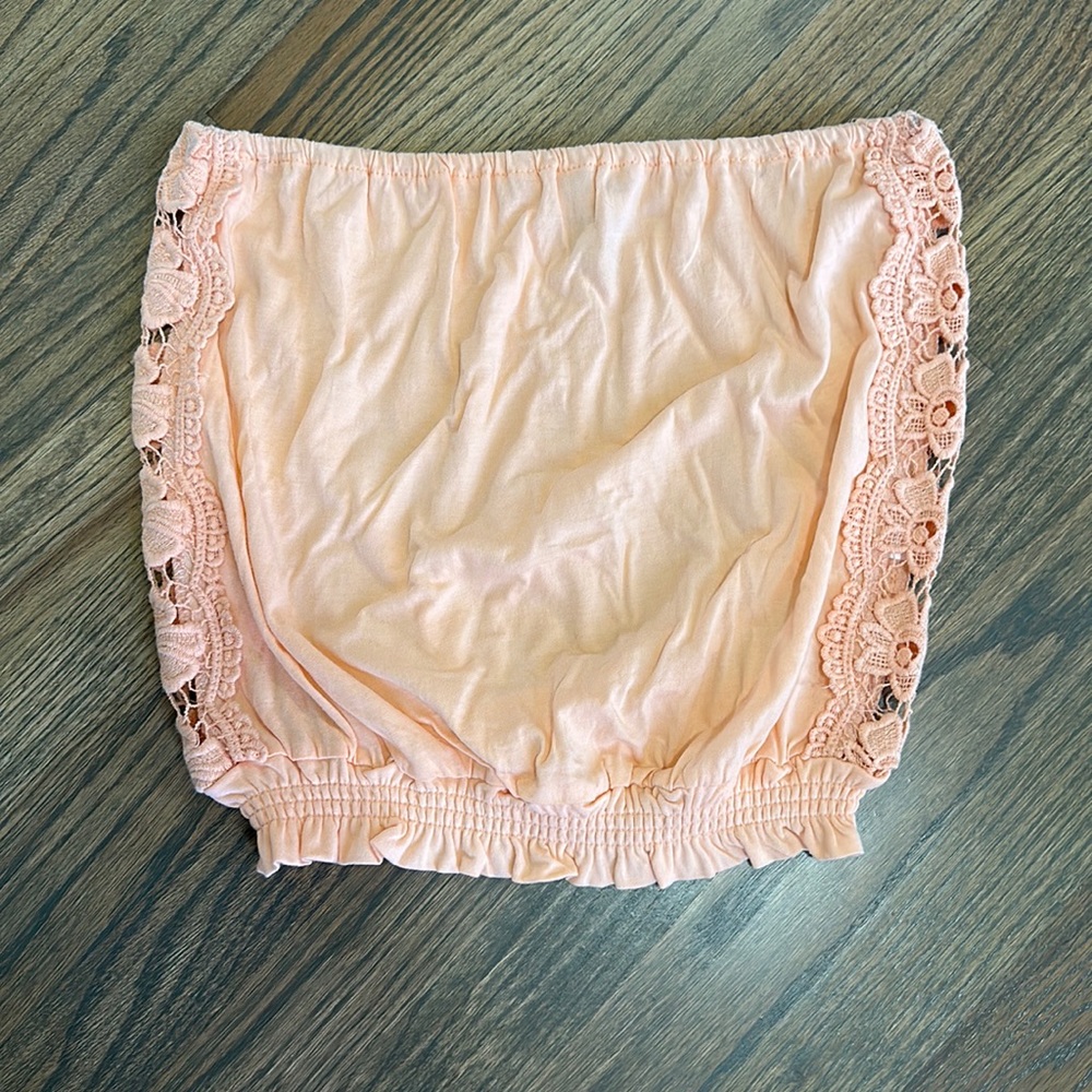 O’Neill coral colored tube top size small with crochet details